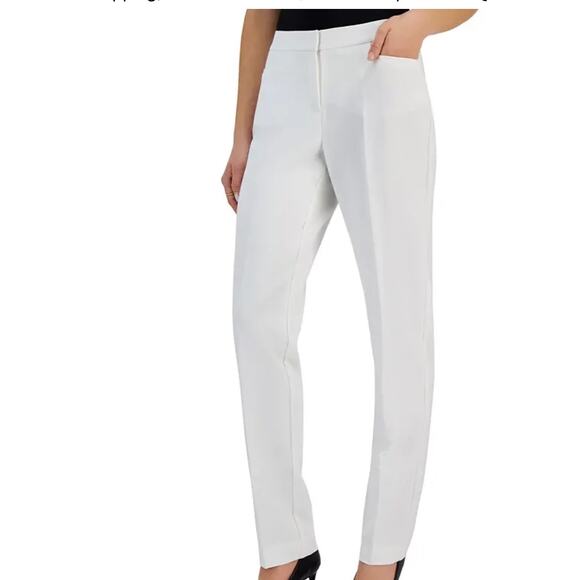 I.N.C. womens size 10 pants white straight leg mid-rise zip fly closure - Picture 2 of 11